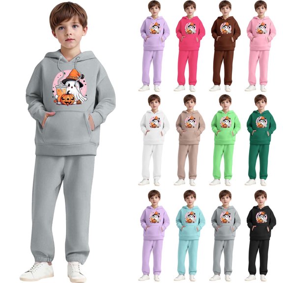 Auroural Toddler Boys Clothes 2T 3T 4T 5T Winter Long Sleeved Set For Boys And Girls Hoodie Set For Children Hooded Sweatshirt Set For Children Two-piece Sweatshirt Sets Black 3 Years