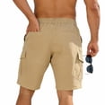 thumbnail image 5 of Domzle Mens Cargo Shorts Casual Drawstring Elastic Waist Stretch Shorts with Pockets Button Closure for Summer Work Outdoor Khaki 2XL, 5 of 10