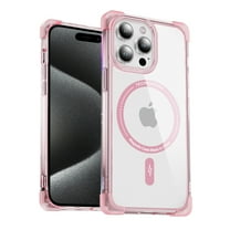 Four Corners Air Cushion Anti Drop Cell Phone Case for iPhone 16 Pro Translucent Magnetic[Compatible With Magsafe] Air Cushion Frame Protective Phone Case for iPhone 16 Pro, Pink