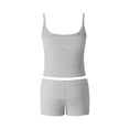 thumbnail image 3 of Yunliwuli Women Knitted Shorts Set, Square Neck Lacing Camisole with Elastic Waist Shorts Summer Outfit, 3 of 10