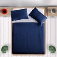 thumbnail image 5 of Ameha 3 Piece Quilt Set Chevron Embossed Bedspread Reversible Ultrasoft Microfiber Adult Bedding Navy Blue Color King, 5 of 9