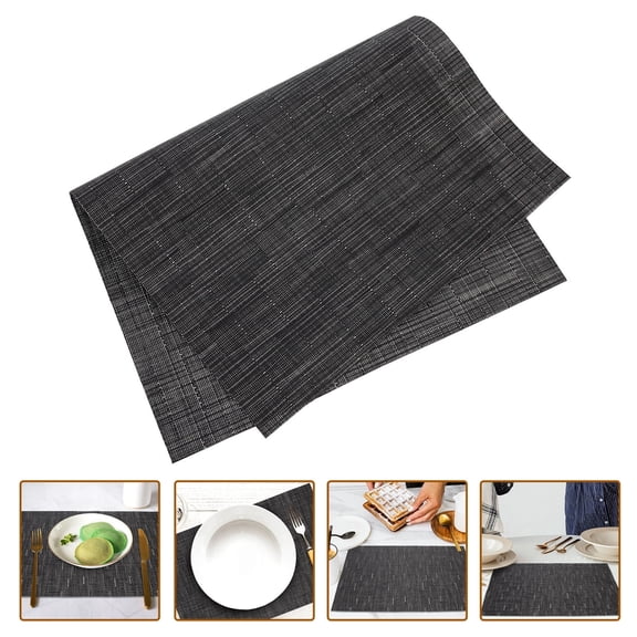 AUQ 2-Pack Black Pvc Placemats for Home, Wedding, Dining Table