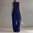 thumbnail image 3 of Wide Leg Jumpsuits For Women Zippered Round Neck Sleeveless Casual Jumpsuit Loose Trendy Wide Leg Baggy Overalls Summer Outfits with Pockets, 3 of 6