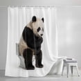 thumbnail image 4 of Funny Panda Extra Long Shower Curtain Set, Waterproof Shower Curtains for Bathroom, Cute Art Fun Lovely Animals on Toilets Washable Fabric Bath Curtain for Bathtub Decoration with Hooks 72x96 Inches, 4 of 9