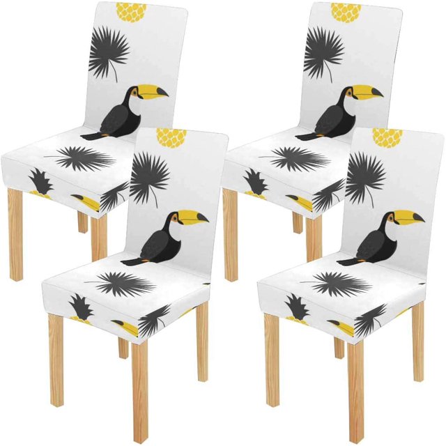 Funda Protectora para silla ABPHQTO Tucanes Piñas y Hojas de Palma Juego de 4
