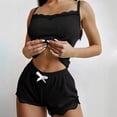 thumbnail image 4 of Summer Sets Satin Pajama Set for Women Ladies' Summer Lace Camisole Pajamas Shorts Two-Piece Set Casual Home Wear Black Xl, 4 of 7