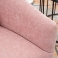 thumbnail image 5 of 360 Degree Swivel Accent Armchair, Linen Fabric Upholstered Single Sofa Chair with Soft Pillow, Modern Comfy Round Armchair with Metal Base and Skirt for Living Room Bedroom Office Hotel, Pink, 5 of 9