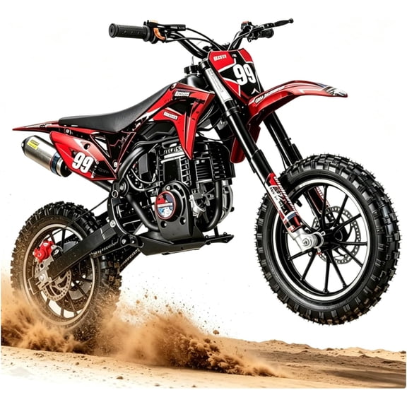 Snoonwee 40cc four-stroke off-road motorcycle, suitable for children, gasoline-powered mini motorcycle with speeds of 5-10-25 mph | Uphill and off-road (red)