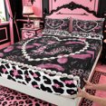 thumbnail image 4 of meiyoeat Cute Bow Monogrammed Full Size Sheets For Girls,Leopard Personalized Initial L Full Size Sheets For Women,4 Pieces, 4 of 6