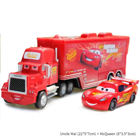 Car story: Francesco container F1 racing car driver uncle MAC alloy children's toy car model gift (McQueen Car + 95 container car)