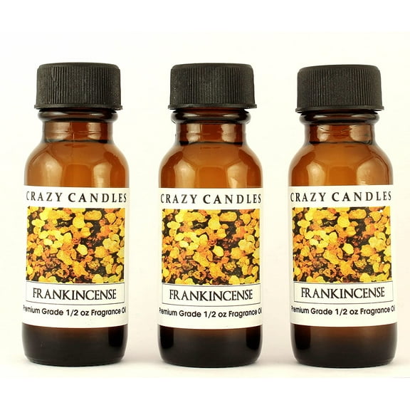 Crazy Candles Frankincense 3 Bottles 1/2 FL Oz Each (15ml) Premium Grade Scented Fragrance Oil Made in USA
