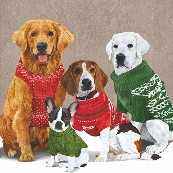 Paperproducts Design Winter Sweater Dogs Paper Beverage Napkins, 20 Count