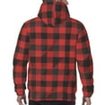thumbnail image 7 of Honeii Red Black Plaid Pattern Mens Hoodies Men's Loose Sleeve Sweatshirt,Pullover Hooded Sweatshirt for Men,Essentials Hoodie-Large, 7 of 7