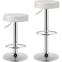 Resenkos Round Bar Stools Set of 2 with Footrest, Counter Stools for Bar Bistro Dining Room Kitchen, White