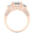 thumbnail image 4 of 4.27 ct Brilliant Emerald Cut White Sapphire 14K Rose Gold Solitaire with Accents Three-Stone Bridal Wedding Engagement Promise Anniversary Ring for Women size 9.25, 4 of 7