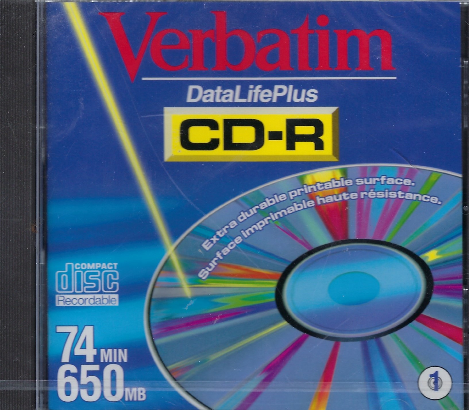 Verbatim CDR 650MB 74MIN Media 16x 1-Pack with Jewel Case Brand New - image 1 of 1