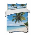 thumbnail image 2 of Coastal Tropical Full Size Down Alternative Comforter, Lightweight Comforter Quilt Bedding Set with Pillow Shams Blue Sky Coconut Tree Summer Beach All Seasons Bed Comforter Duvet Insert 78"x90", 2 of 7