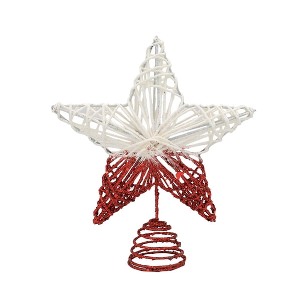 Decoración para árbol de Navidad, estrella hueca de cinco puntas con luz para uso interior. Rojo 20cm