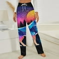 thumbnail image 3 of Wolf Galaxy Night Forest Winter Female Pants Flannel High Waist Women Pants Lady Warm Straight Leg Plush Trousers, 3 of 7