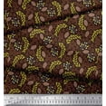 thumbnail image 2 of Soimoi Brown Rayon Crepe Fabric & Leaves Printed Craft Fabric by the Yard 46 Inch Wide, 2 of 3