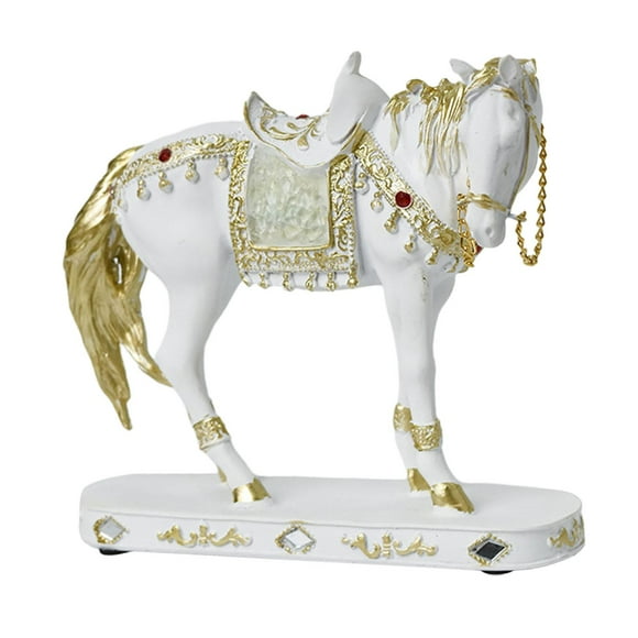 Estatua de caballo, decoración, adorno de mesa, artesanía, regalo, centro de mesa de escritorio, colección de resina Blanco