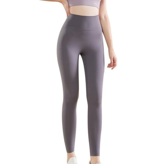 HCNTES Womens Yoga Leggings Workout Tights pants women Waisted No Front Seam Tummy Control Cream Feeling Length(Grey,L)
