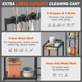 thumbnail image 3 of Olakee Broom Holder & Cleaning Supplies Organizer Cart Moveable, Narrow, Metal, Black, 3 of 7