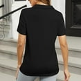 thumbnail image 6 of Shirts For Women Women Short Sleeve V Neck Summer Casual Work Basic Tees Black Lightweight Dressy Blouse Shirts S, 6 of 7