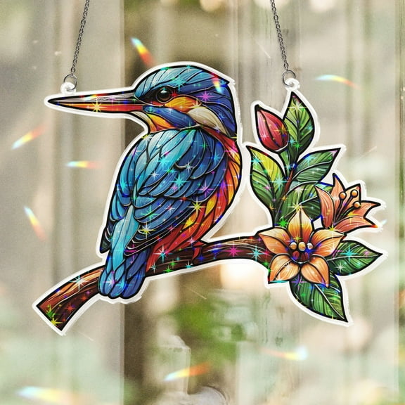 Lotusprinthandmade Kingfisher Bird Custom Shape Star Hologram Ornament 3.5in, bird 3d ornament, 3d bird hologram piece