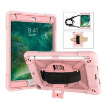 iPad Air 2 Case, iPad Pro 9.7" Case, Allytech Heavy Duty Shockproof Protective Covers with 360 Rotate Stand /Hand Strap/ Should Belt /Pencil Holder Covers for Apple iPad Air 2/ Pro 9.7",Rosegold