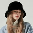 thumbnail image 5 of Sunjoy Tech Winter Women Hat Thick Fuzzy Plush Faux Fur Fisherman Hat Heat Retention Windproof Solid Color Short Brim Hat for Outdoor Cycling Skiing, 5 of 7