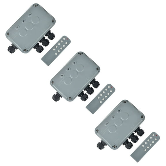 GREENCYCLE 3 Set 15A 3-Gang Junction Box Weatherproof Outdoor Switched with indicators and 4 x 20mm Cable Gland and Remote Power Switch IP66 Rated (3PK Box, 3PK Remote Control)