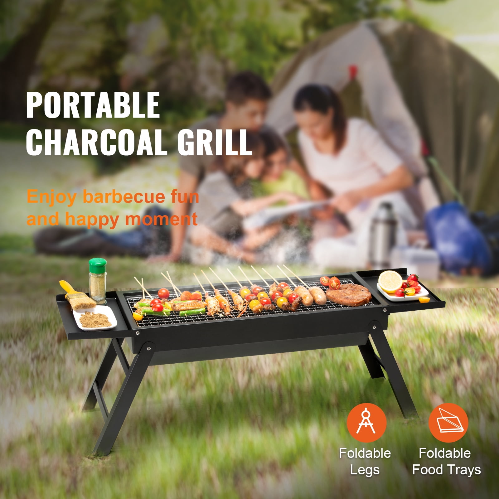KFFKFF 9" Charcoal Flat-Top Grill, Portable Folding