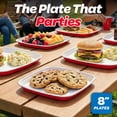 thumbnail image 2 of GoBig Red Plastic Disposable Plates - 50 Count 8 Inch - Square Heavy Duty Red Cup Party Plates, 2 of 6