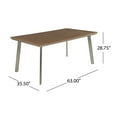 Franklin Outdoor Aluminum and Faux Wood Dining Table, Silver, Natural