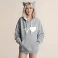 thumbnail image 4 of Women's French Terry Hooded Sweatshirt Loose Fit Long Sleeve Fall Casual Comfort​​, 4 of 4