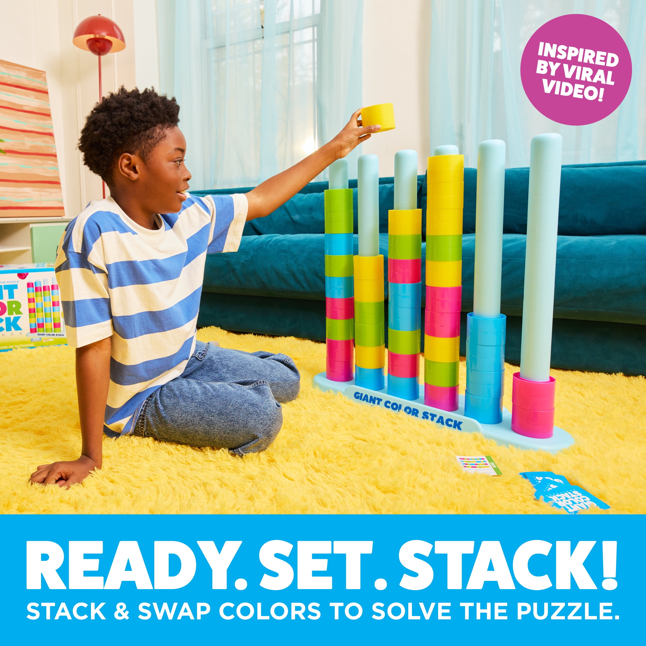 Giant Color Stack Challenge by Relatable,  Strategy Stacking Jumbo Outdoor Game for Kids and Adults