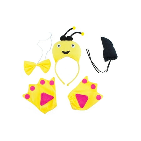 Lux Accessories Yellow Pink Black Bee Head Bowtie Sting Hand Costume Dressup