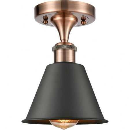 

516-1C-AC-M8-BK-Innovations Lighting-Smithfield - 1 Light Semi-Flush Mount In Industrial Style-9.5 Inches Tall and 7 Inches Wide Antique Copper