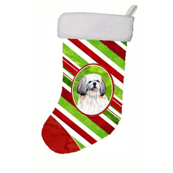 11 x 18 in. Shih Tzu Candy Cane Holiday Christmas Christmas Stocking