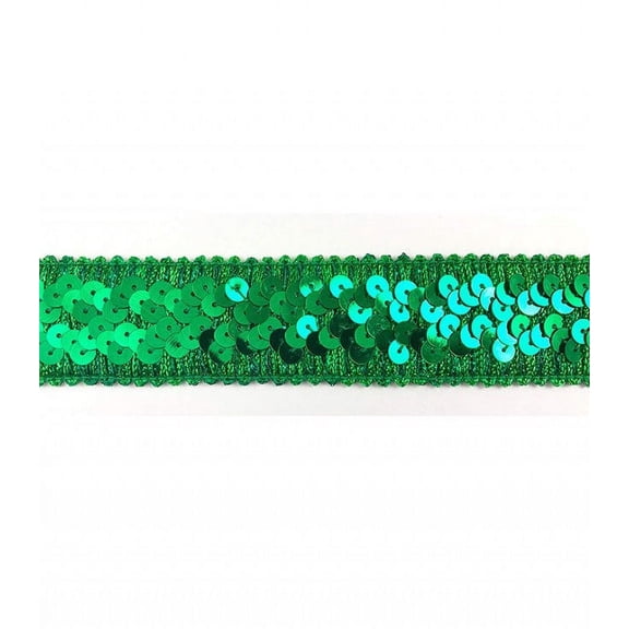 Trimplace Kelly Green 1 1/4" Stretch Sequin Trim - 5 Yards
