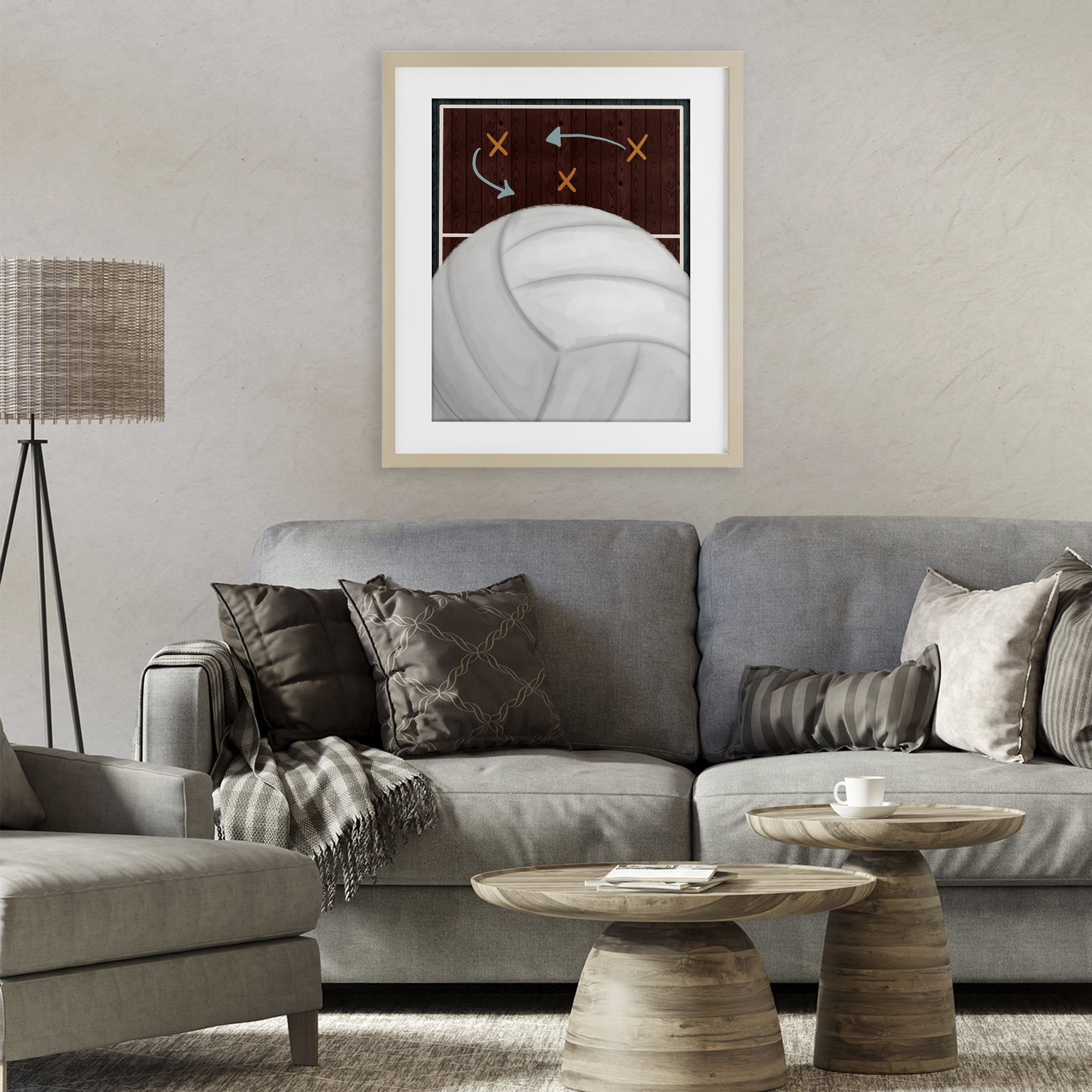 Stupell Industries Volleyball Court Tactics Birch Framed Print Under Glass, design by Jennifer Stith
