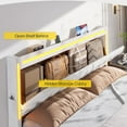 thumbnail image 3 of Queen Size Bed Frame with 5 Storage Drawers and Storage Headboard with RGB Lights & Charging Station, Velvet Upholstered Platform Bed Queen Size, No Box Spring Needed, Noise-Free,White, 3 of 9