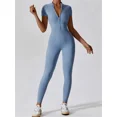 thumbnail image 4 of Yoga Jumpsuit Women Front Zipper Short Sleeve Scrunch One Piece Sports Suit Outdoor Gym Cycling Push Up Workout Clothes Bodysuit, 4 of 6
