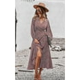 Women's Long Sleeve Vintage Wrap Dress Floral Print VNeck Maxi Dresses