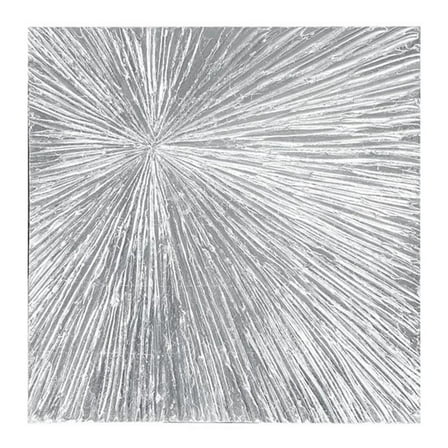 Pemberly Row Wood Hand Painted Sunburst Deco Box Wall Decor in Silver