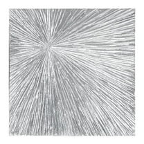 Pemberly Row Wood Hand Painted Sunburst Deco Box Wall Decor in Silver