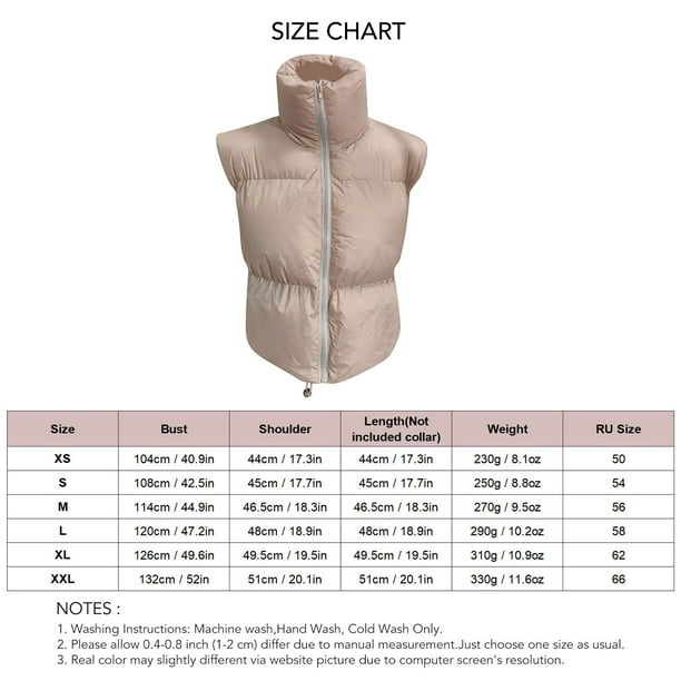 Chaleco acolchado de invierno NikouMX para mujer sin mangas Talla XS a XXL