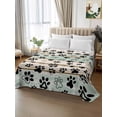 thumbnail image 2 of Sage Green Beige Farmhouse Twim XL Size Flat Sheet, Wrinkleproof & Fadeproof Cooling Flat Bed Sheet Only, Black Dog Paw Vintage Wooden Breathable Soft Bedding Top Sheets 66 x 102 Inches, 2 of 8