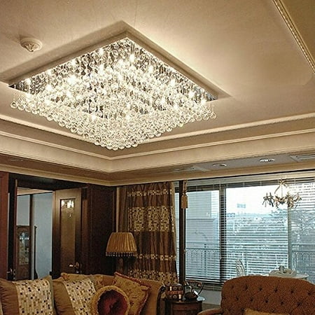 7pm W24 X H13 Square Rain Drop Clear Led K9 Crystal Chandelier 7pm W24 X H13 Square Rain Drop Clear Led K9 Crystal Chandelier